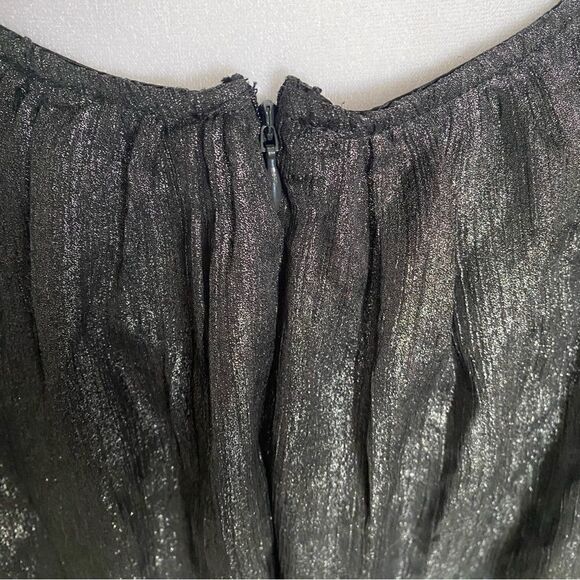 Choosy Gray Metallic A-line Halter Mini Dress with Open Back and Bow Tie Size S - Picture 6 of 10